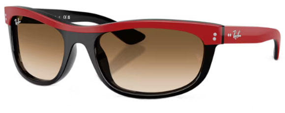 RB694 RAY-BAN BALORAMA RB2489 955/51 62 RED ON BLACK / CLEAR GRADIENT BROWN