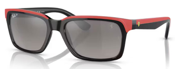 RB474 RAY-BAN RB4393M F6015J 56 BLACK ON RED / GREY POLARIZED