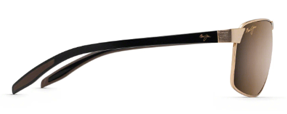 MJ331 MAUI JIM THE BIRD H835-16 61.5 GOLD WITH BLACK TEMPLE AND BROWN RUBBER  / HCL BRONZE