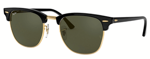 RB158 RAY-BAN CLUBMASTER RB3016 W0365 49 BLACK ON ARISTA  G-15 GREEN