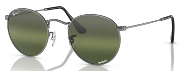 RB307 RAY-BAN ROUND METAL  RB3447 004/G4 53 GUNMETAL CLEAR  /  GREEN GRADIENT MIRRORED POLARIZED
