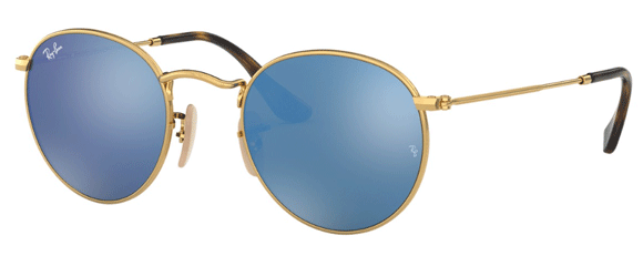 D250 RAY-BAN ROUND METAL  RB3447N 001/9O 50 ARISTA  / LIGHT BLUE FLASH