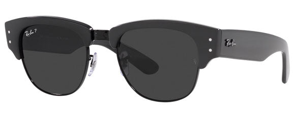 RB013 RAY-BAN MEGA CLUBMASTER RB0316S 136748 53 GRAY ON BLACK  BLACK POLARIZED