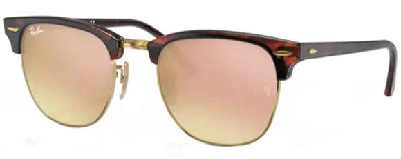 RB156 RAY-BAN CLUBMASTER RB3016 990/7O 51 RED HAVANA  COPPER FLASH GRADIENT