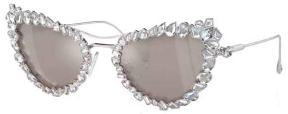 SW018 SWAROVSKI SK7011 4001AP 56 SILVER / CLEAR MIRRORED REAL PLATINUM