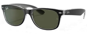 F3A RAY-BAN NEW WAYFARER RB2132 6052 55 BLACK ON TRANSPARENT / G-15 GREEN