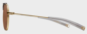DL16 DITA DLS401-60-01 52 MATTE CRYSTAL BROWN -WHITE GOLD / LAND  LENS BROWN POLARIZED
