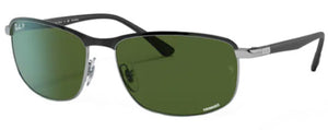 RB403 RAY-BAN RB3671CH 9144P1 60 BLACK ON SILVER / DARK GREEN POLARIZED