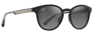 MJM115 MAUI JIM HIEHIE GS636-14 SHINY BLACK WITH TRANS LIGHT GREY / NEUTRAL GREY