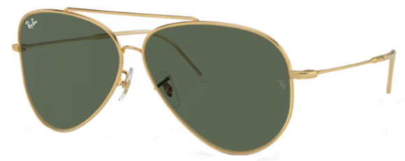 RB335 RAY-BAN AVIATOR REVERSE  RBR0101S 001/VR 62 GOLD / GREEN