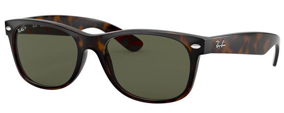 Z123 RAY-BAN NEW WAYFARER RB2132 902/58 55 TORTOISE / G-15 GREEN POLARIZED
