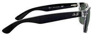 RB325 RAY-BAN NEW WAYFARER RB2135 6052 58 MATTE BLACK ON TRANSPARENT / CLASSIC G-15 GREEN