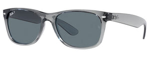 A26 RAY-BAN NEW WAYFARER RB2132 64503R 52 TRANSPARENT GRAY / DARK BLUE POLARIZED