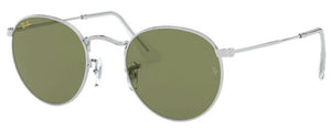 E72 RAY-BAN ROUND METAL RB3447 91984E 53 POLISHED SILVER / BOTTLE GREEN