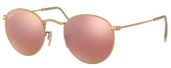 Z192 RAY-BAN ROUND METAL RB3447 112/Z2 53 MATTE ARISTA / LIGHT BROWN MIRRORED PINK