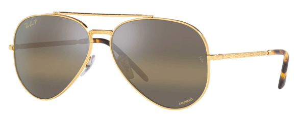 RB316 RAY-BAN NEW AVIATOR RB3625 9196G5 58 LEGEND GOLD  / POLARIZED CLEAR GRADIENT DARK BROWN