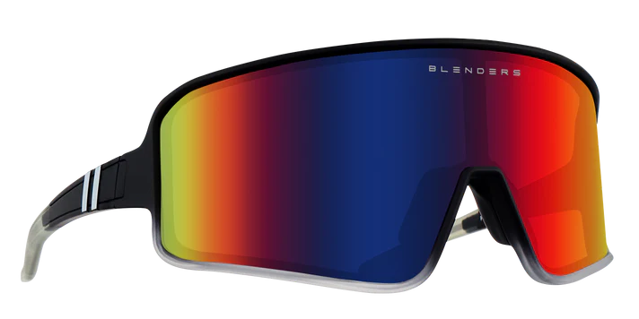 BL001 BLENDERS ECLIPSE PHANTOM BOSS BE3117 59 MATTE BLACK TO CLEAR FADE / BLUE - RED MIRRORED POLARIZED