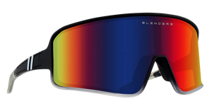 BL001 BLENDERS ECLIPSE PHANTOM BOSS BE3117 59 MATTE BLACK TO CLEAR FADE / BLUE - RED MIRRORED POLARIZED