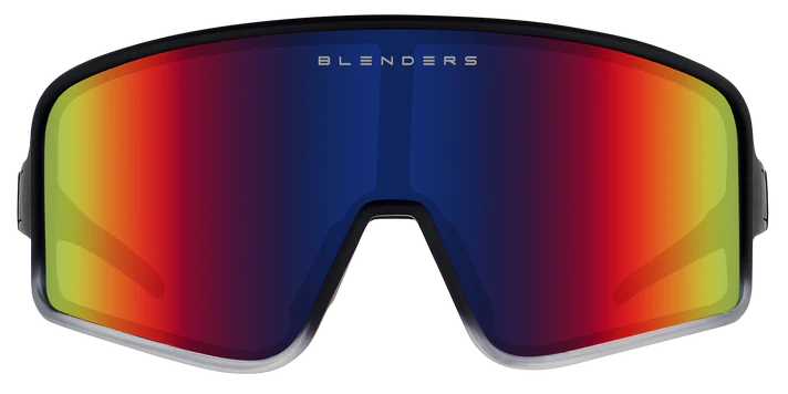 BL001 BLENDERS ECLIPSE PHANTOM BOSS BE3117 59 MATTE BLACK TO CLEAR FADE / BLUE - RED MIRRORED POLARIZED