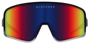 BL001 BLENDERS ECLIPSE PHANTOM BOSS BE3117 59 MATTE BLACK TO CLEAR FADE / BLUE - RED MIRRORED POLARIZED