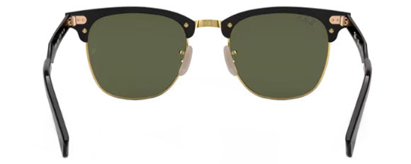 D32 RAY-BAN CLUBMASTER ALUMINUM RB3507 136/N5 51 BLACK ON ARISTA / G-15 GREEN POLARIZED