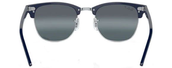 RB149 RAY-BAN CLUBMASTER RB3016 1366G6 51 BLUE ON SILVER  DARK BLUE MIRRORED POLARIZED