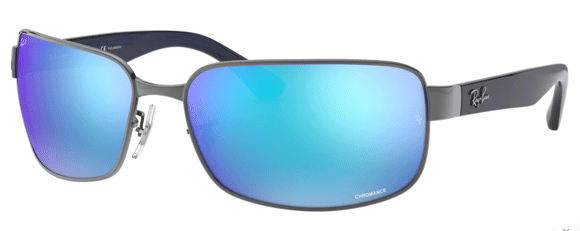 RB297 RAY-BAN RB3566CH 004/A1 65 GUNMETAL  GREEN MIRRORED BLUE POLARIZED