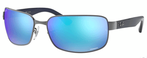 RB297 RAY-BAN RB3566CH 004/A1 65 GUNMETAL  GREEN MIRRORED BLUE POLARIZED