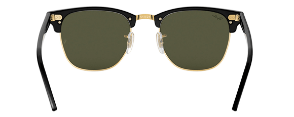F9 RAY-BAN CLUBMASTER RB3016 W0365 51 BLACK ON ARISTA / G-15 GREEN