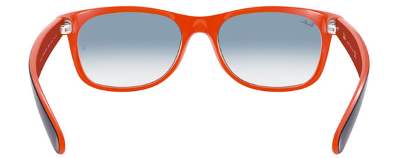 C51A RAY-BAN NEW WAYFARER RB2132 789/3F 55 BLUE ON ORANGE / CLEAR GRADIENT BLUE