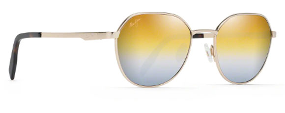 MJ491 MAUI JIM HUKILAU DGS845-16 61 GOLD METAL / DUAL MIRROR GOLD TO SILVER