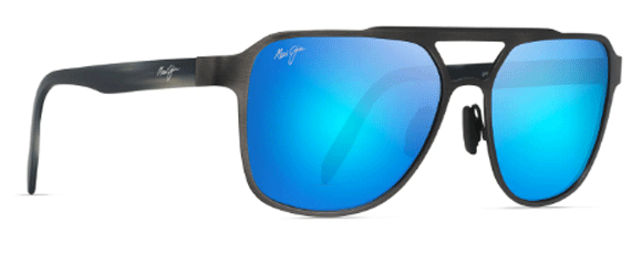 MJ28 MAUI JIM 2ND REEF B607-14 59 BRUSHED DARK GUNMETAL / BLUE HAWAII