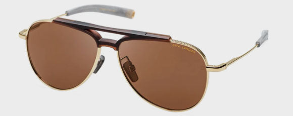DL16 DITA DLS401-60-01 52 MATTE CRYSTAL BROWN -WHITE GOLD / LAND  LENS BROWN POLARIZED