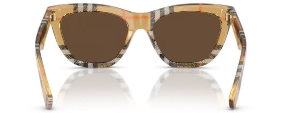 BB042 BURBERRY BE4435 414673 53 CHECK SAND / DARK BROWN