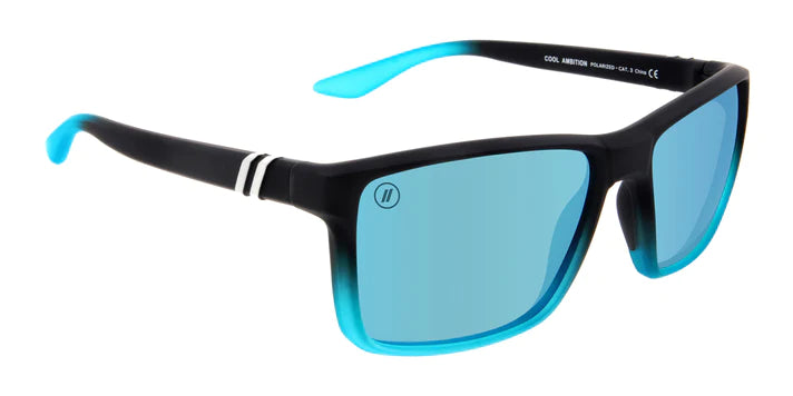 BL005 BLENDERS MESA COOL AMBITION BE3903 57 MATTE RUBBERIZED BLACK WITH BLUE FADE / BLUE MIRRORED POLARIZED