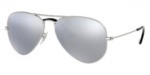 Z129 RAY-BAN AVIATOR LARGE METAL RB3025 019/W3 58 MATTE SILVER / DARK GRAY MIRRORED POLARIZED