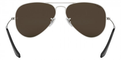 Z129 RAY-BAN AVIATOR LARGE METAL RB3025 019/W3 58 MATTE SILVER / DARK GRAY MIRRORED POLARIZED