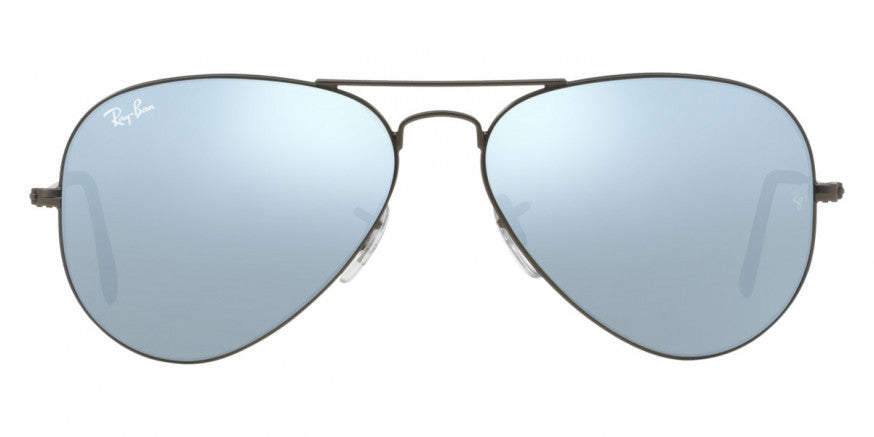 A80 RAY-BAN AVIATOR LARGE METAL RB3025 029/30 58 MATTE GUNMETAL  LIGHT GREEN MIRRORED SILVER