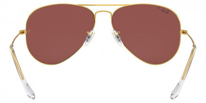 RB287 RAY-BAN AVIATOR LARGE METAL RB3025 9196AF 58 LEGEND GOLD  PURPLE POLARIZED