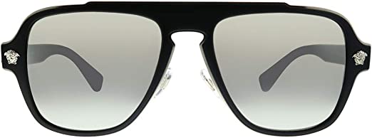 V91 VERSACE VE2199 10006G 56 MATTE BLACK / LIGHT GRAY MIRRORED SILVER