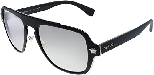 V91 VERSACE VE2199 10006G 56 MATTE BLACK / LIGHT GRAY MIRRORED SILVER