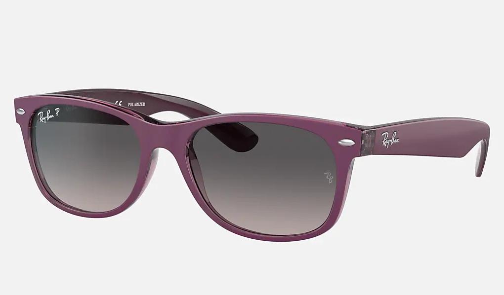 A45 RAY-BAN NEW WAYFARER RB2132 6606M3 52 MATTE VIOLET / GRAY GRADIENT POLARIZED