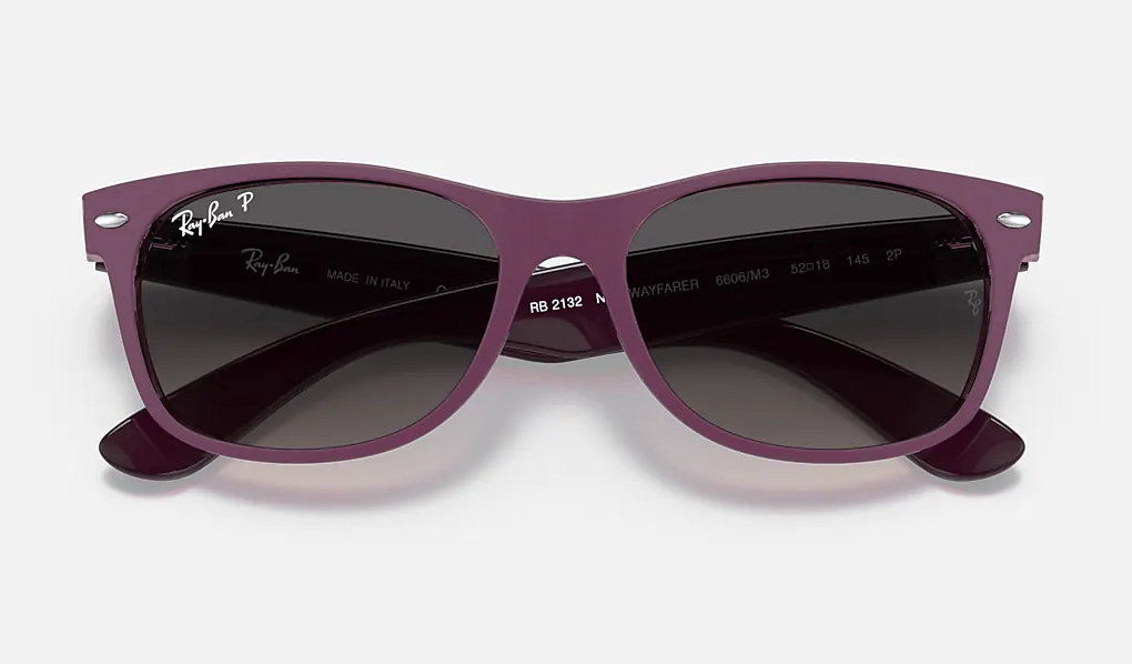 A45 RAY-BAN NEW WAYFARER RB2132 6606M3 52 MATTE VIOLET / GRAY GRADIENT POLARIZED