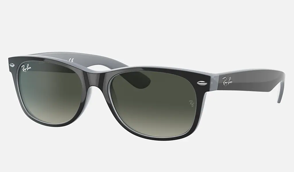A49 RAY-BAN NEW WAYFARER RB2132 630971 58 MATTE BLACK  ON OPAL ICE / LIGHT GRAY GRADIENT DARK GRAY