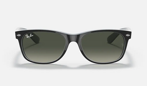 A49 RAY-BAN NEW WAYFARER RB2132 630971 58 MATTE BLACK  ON OPAL ICE / LIGHT GRAY GRADIENT DARK GRAY