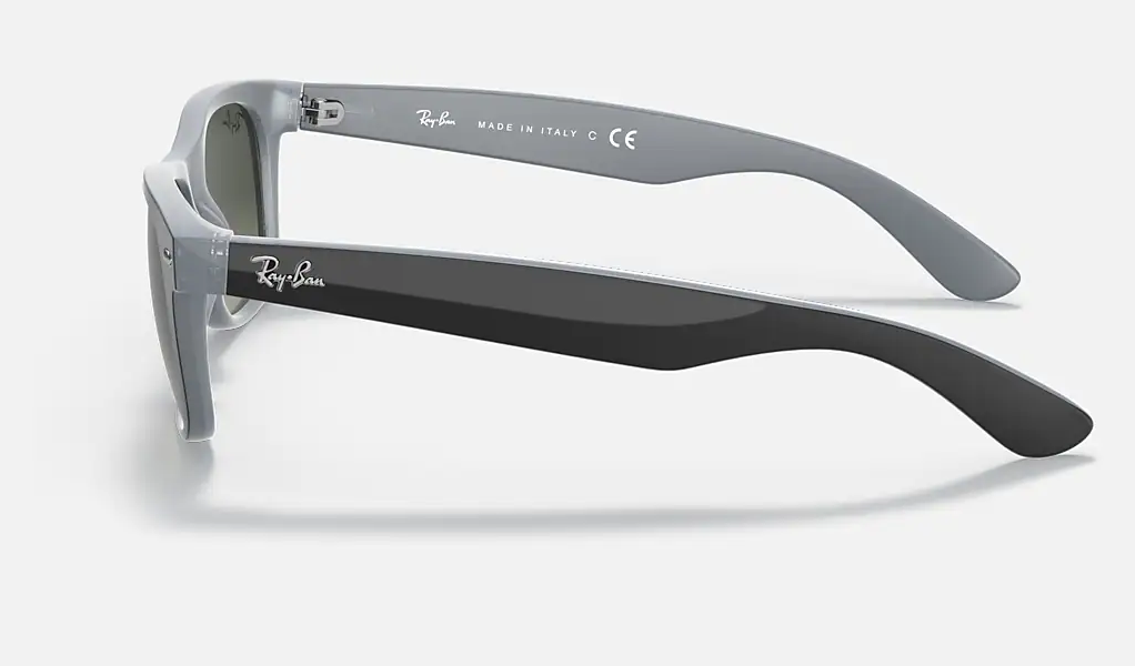 A49 RAY-BAN NEW WAYFARER RB2132 630971 58 MATTE BLACK  ON OPAL ICE / LIGHT GRAY GRADIENT DARK GRAY
