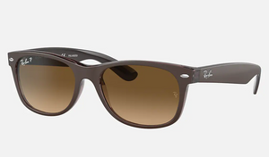 B78 RAY-BAN NEW WAYFARER RB2132 6608M2 58 MATTE  BROWN ON TRANSPARENT BROWN / GRADIENT BROWN POLARIZED