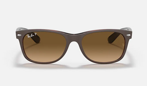 B78 RAY-BAN NEW WAYFARER RB2132 6608M2 58 MATTE  BROWN ON TRANSPARENT BROWN / GRADIENT BROWN POLARIZED