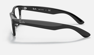 RAY-BAN NEW WAYFARER BLUE-LIGHT CLEAR - POLISHED SHINY BLACK / CLEAR WITH BLUE-LIGHT FILTER - 2132 901/BF 58 F206