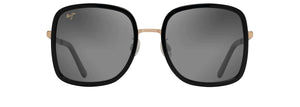 MJ464 MAUI JIM PUA GS865-02 55 BLACK GLOSS WITH SHINY GOLD / NEUTRAL GREY